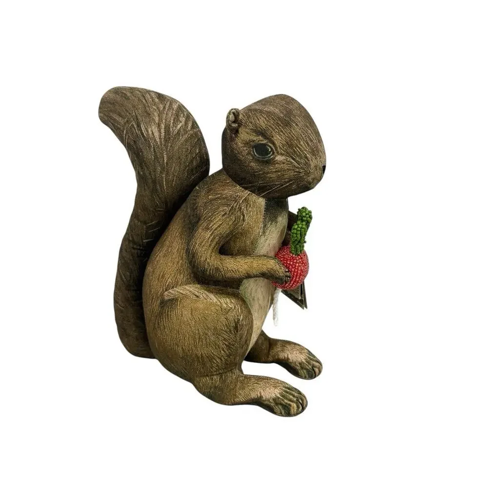 John Derian - Target 2025 Plush Woodland Squirrel holding Radish Pillow 8x12in
